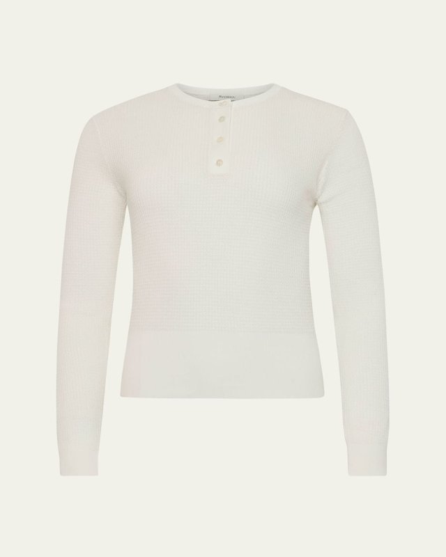 Waffle Henley Long Sleeve Top